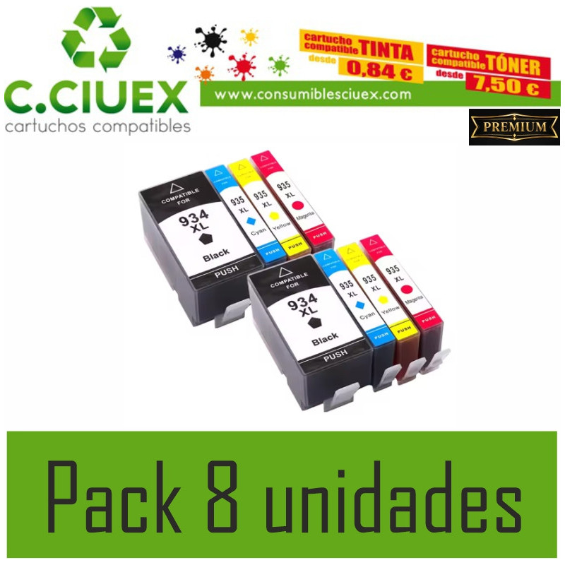 TINTA COMPATIBLE HP 934/5XL PACK 8 UNIDADES